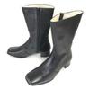 Side-Zip Long Leather Boots [22.5/Black] Gripped Sole Japan(USED)