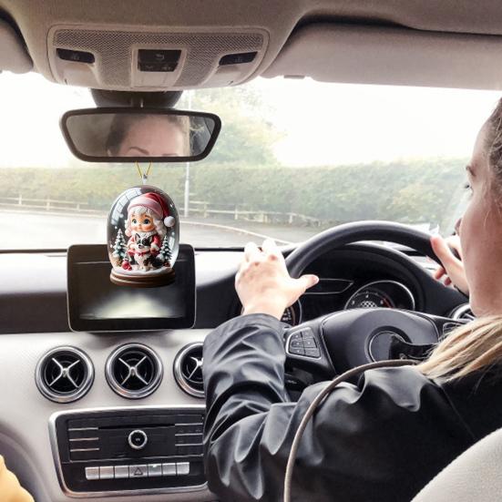 Рождественское украшение 2D Плоское акриловое подвесное украшение Мультяшная рождественская девочка и собака Подвеска для украшения каминной двери на елку