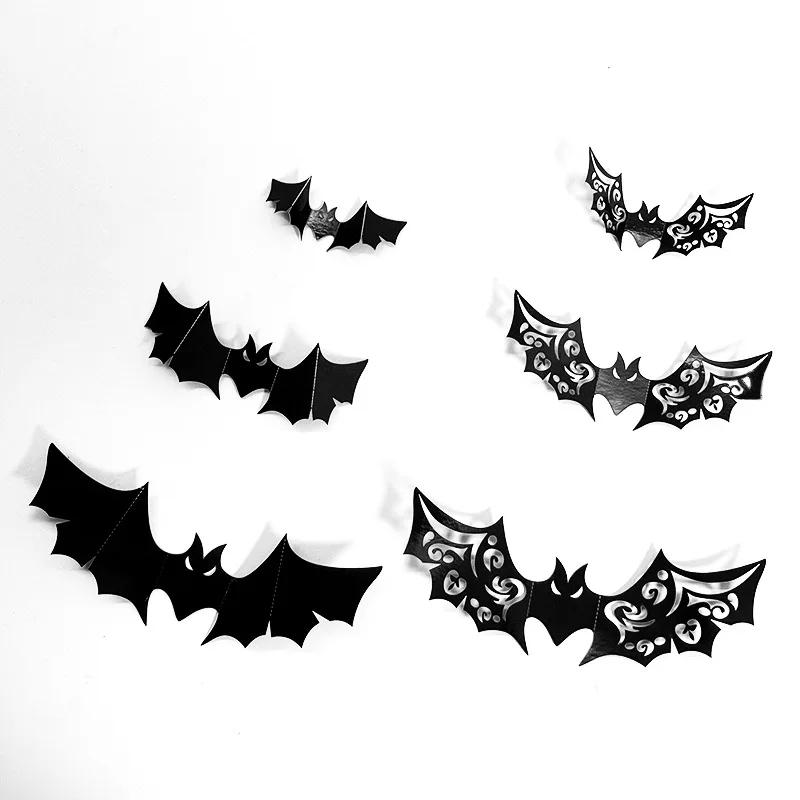 Halloween 3D Black Bat Wall Stickers Home Room Indoor DIY Decoration Scary Props Kids Party Favors Wall Decals Window Sticker