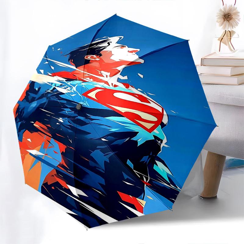 1pc Superman hero Automatic Folding Umbrella - Compact 8-Rib Design, Durable Plastic & Iron1061L