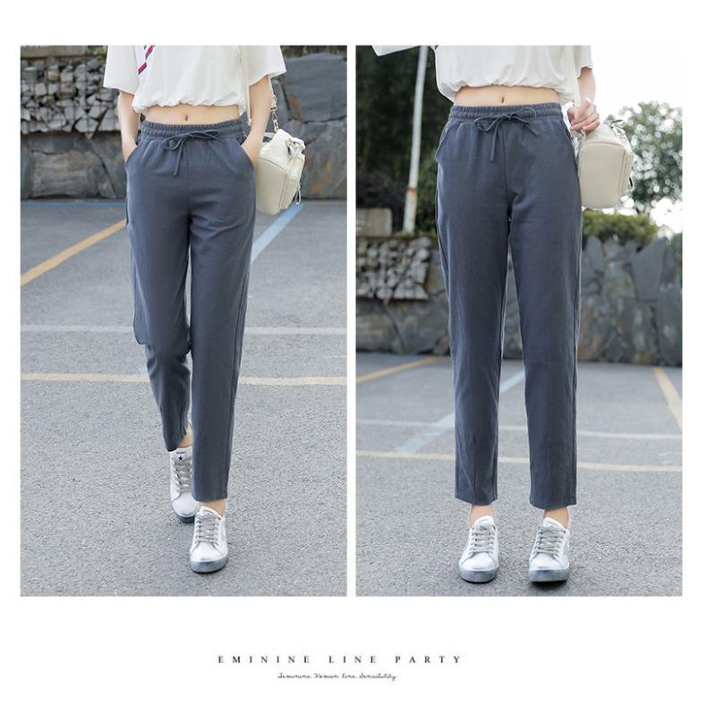GMXIA Pants Women's Spring Cotton Casual Pants Haren Pants Loose Nine Points Women's Pants Thin Foot Pants
