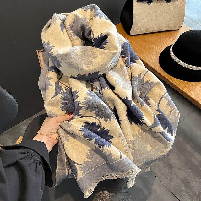 Толстый теплый зимний шарф, роскошный дизайн, принт лошади, женский кашемировый шаль из пашмины, женские шарфы с запахом, женский платок, одеяло, пончо