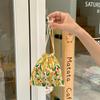 Adorable Tulip Drawstring Storage Bag Trendy Canvas Makeup Organizer Small Tote