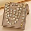 Women Inlaid Rhinestone Chain Necklace Earrings Bracelet Wedding Party Festival Gift