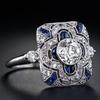 Кольцо Weiya White Sapphire Zircon Square Ring - европейская и американская мода на свадебные украшения