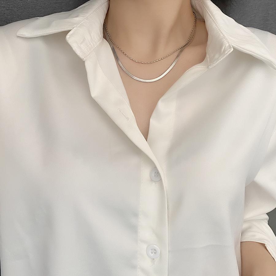 Ожерелье из титановой стали с двойной змеевидной цепочкой, не тускнеющее - Летний женский чокер и аксессуар для ключицы