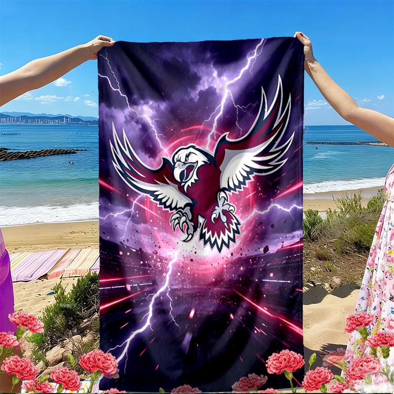 Пляжное полотенце с принтом Manly Warringah Sea Eagles, Универсальное легкое впитывающее пляжное полотенце для бассейна, серфинга, йоги, ванной комнаты, Идеальный подарок на день рождения или праздник