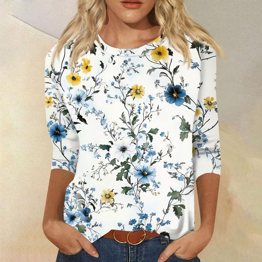 Женский модный повседневный пуловер с воротником три четверти и принтом