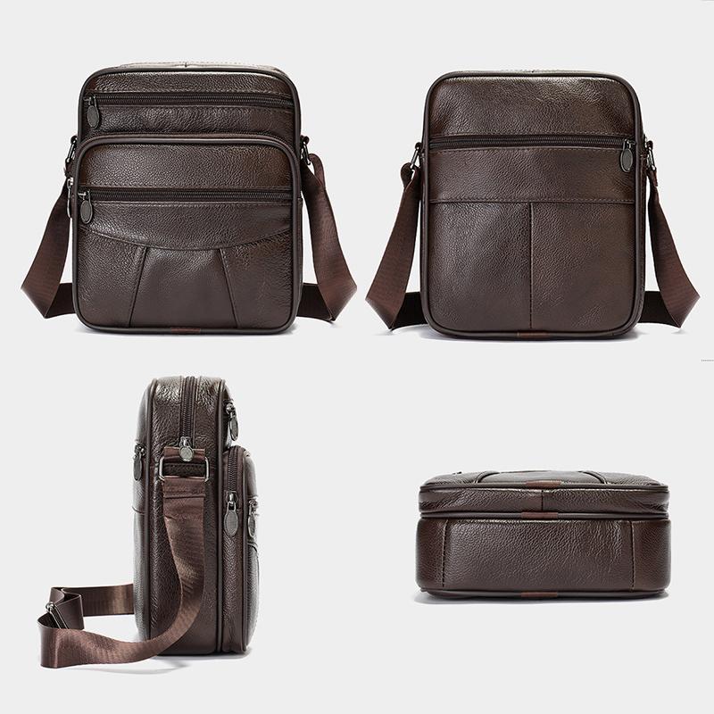 Новая вертикальная мужская сумка через плечо из натуральной кожи, повседневная сумка через плечо из натуральной кожи, регулируемая сумка через плечо для деловых поездок и поездок на работу из кожи