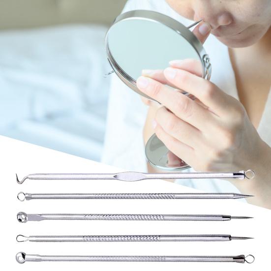 6Pcs/Set Blackhead Needle Anti-Slip Face Cleaning Stainless Steel Acne Removing Extractor Tools for Unisex