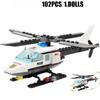 6729 102 шт. самолет полицейский вертолет мальчик строительные блоки 1 кукла игрушка