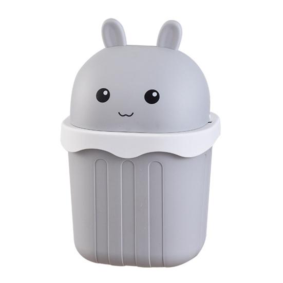 Desktop Trash Can with Lid Large Capacity Cartoon Shape Rectangle Creative Mini Garbage Can Waste Basket