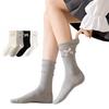 Knitted Long Stockings Bow Lolita Style Socks Kawaii Lace Leg Warmers Autumn Winter Season