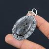 Sterling Silver Oval Black Fossil Coral Gemstone Ethnic Anniversary Boho Pendant