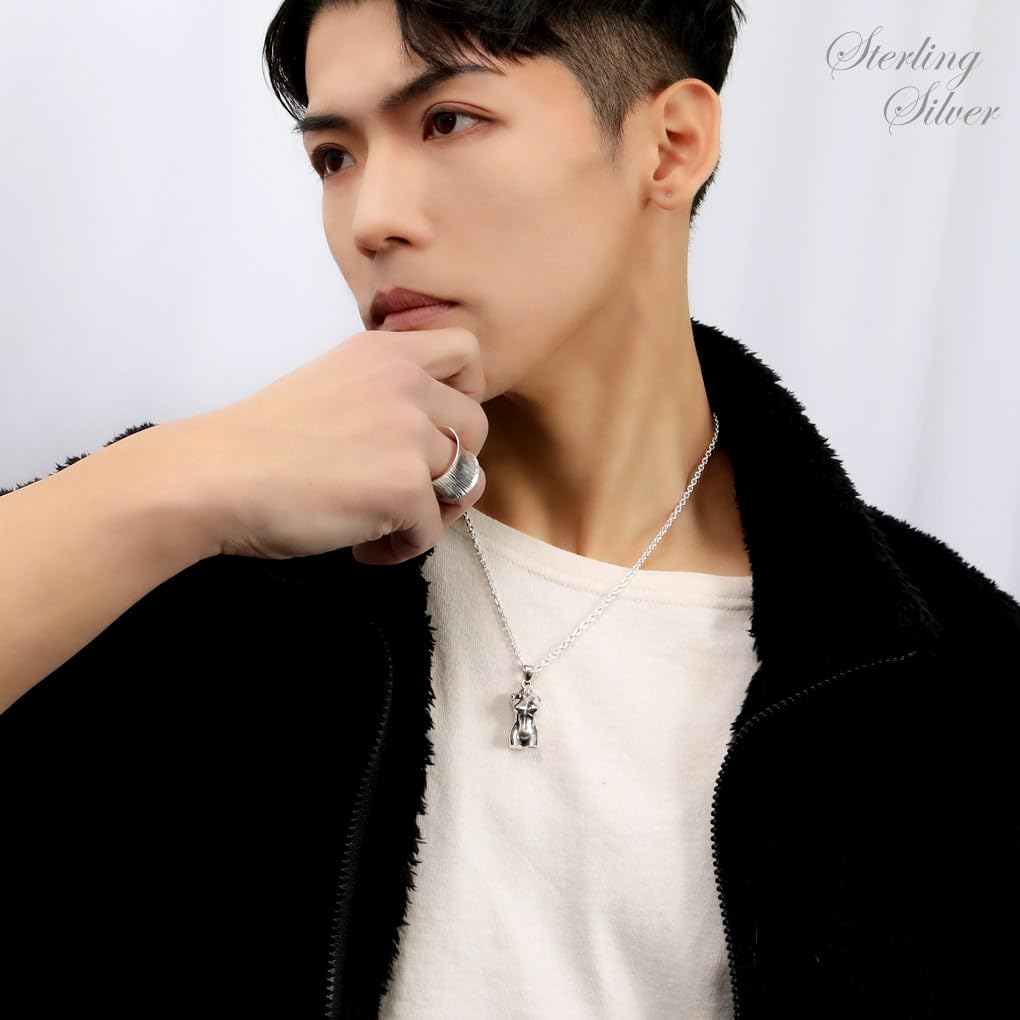 [Синдзюку Гин но Кура] 3D Подвеска в виде обнаженной статуи из серебра 925 пробы (Нет цепи) Очаровательная обнаженная богиня красоты, статуэтка торса, уникальный мотив мужского ожерелья