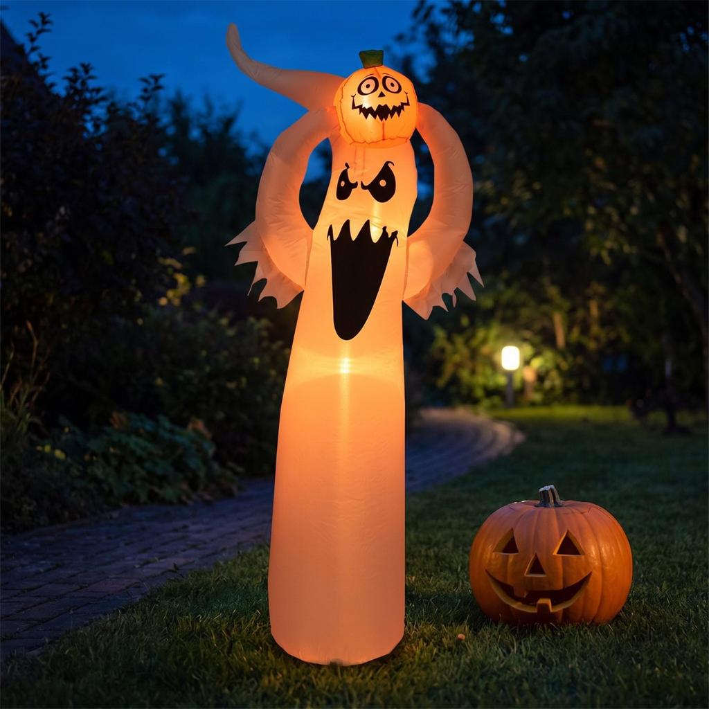 Inflatable with Pumpkin Head | internally illuminated, Tall Cylindrical Body, Inflatable,
