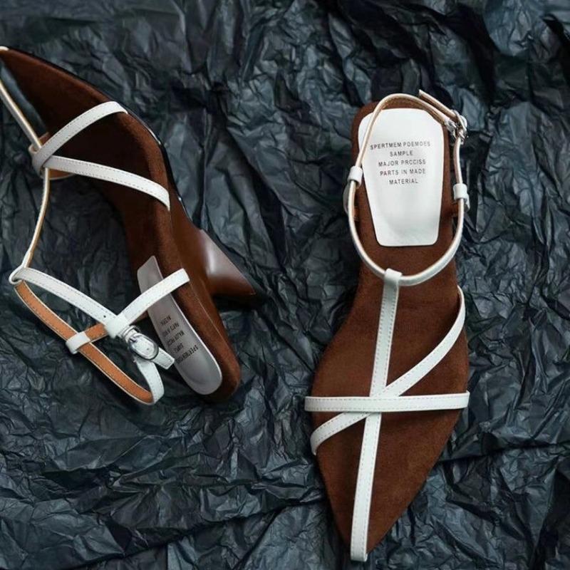 Мода 2024 года, новые женские босоножки на высоком каблуке, летние туфли на высоком каблуке, роскошные женские свадебные босоножки с ремешком из коровьей кожи