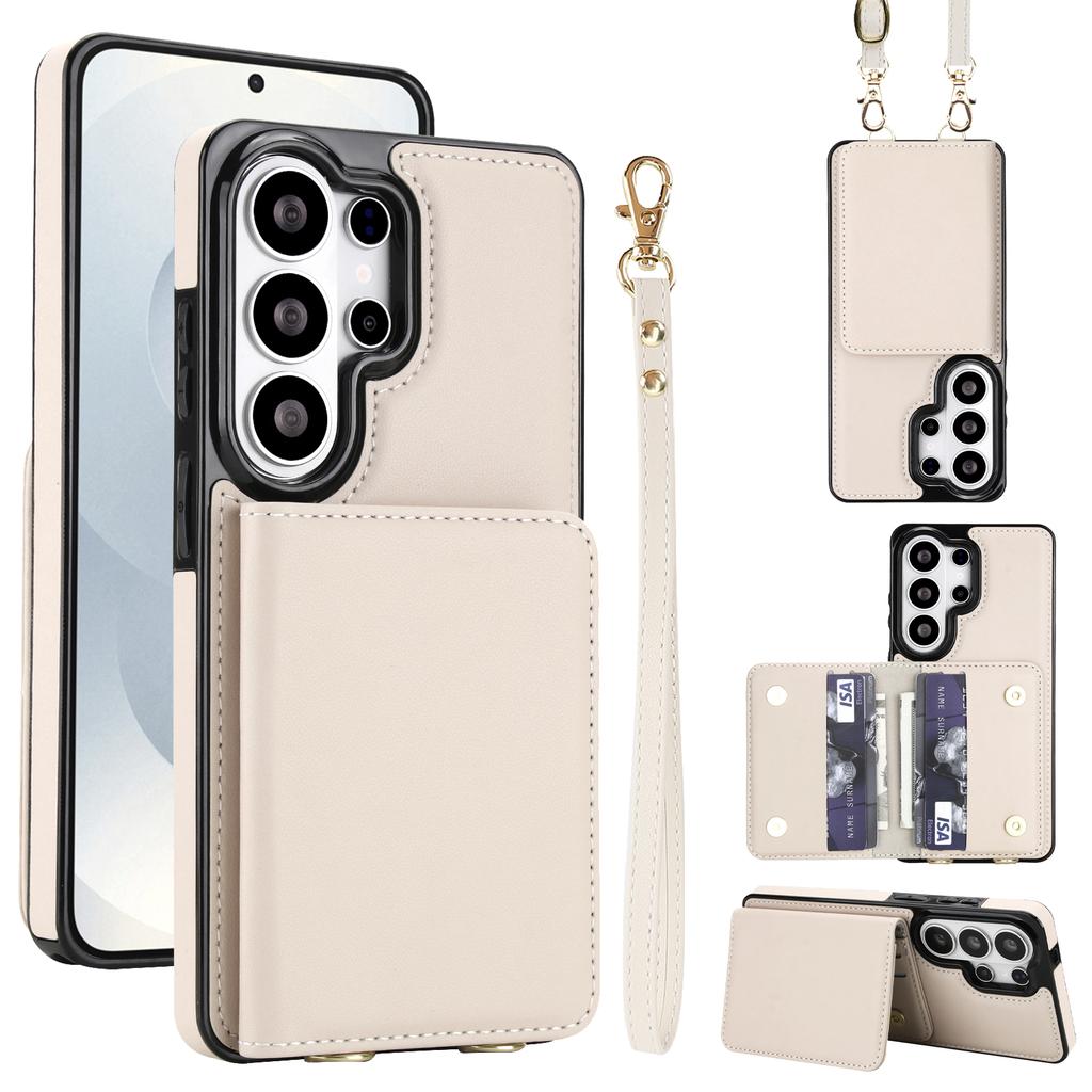 Crossbody Lanyard Credit Cards Wallet Leather Case for Samsung Galaxy S26 S25 Plus S24 FE S23 Ultra S22 S21 Strap Flip Cover