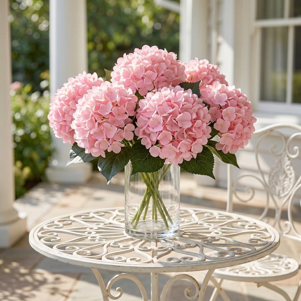 Artificial Hydrangea Flowers, Heads Of Artificial Flowers, Realistic Silk Flowers, Suitable For Front Porch, Garden, Patio And Wedding Decorations.