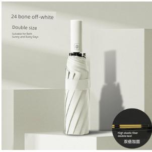 24-Rib Fully Automatic Umbrella, Dual-Purpose for Sun and Rain, Black-Coated Folding Sun Umbrella, Sun Protection, Uv Protection, Reinforced and