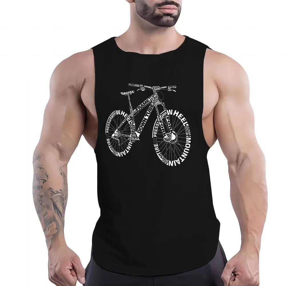 Summer Adult Men'S Casual Sports Crew-Neck Vest Creative Bike 2d Print Trend Comfortable Simple Breathable Sleeveless T-Shirt