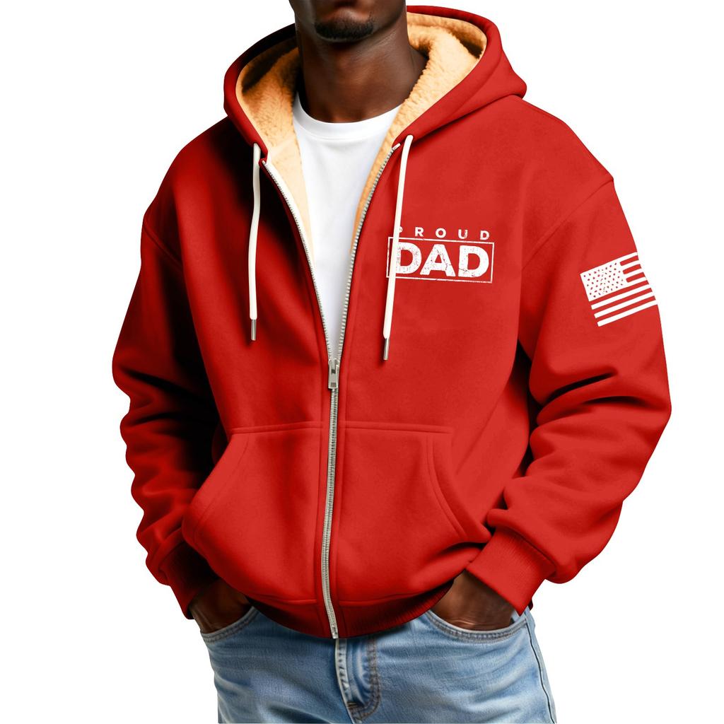 Мужской флисовый кардиган с капюшоном на молнии и с принтом, с карманами, мужской повседневный кардиган