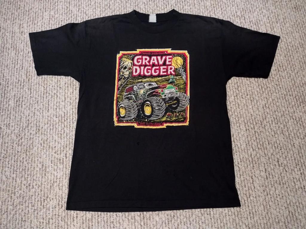 Vintage 90 Äôs Grave Digger Jam Truck Car T Shirt L Racing Retro Horror Rare