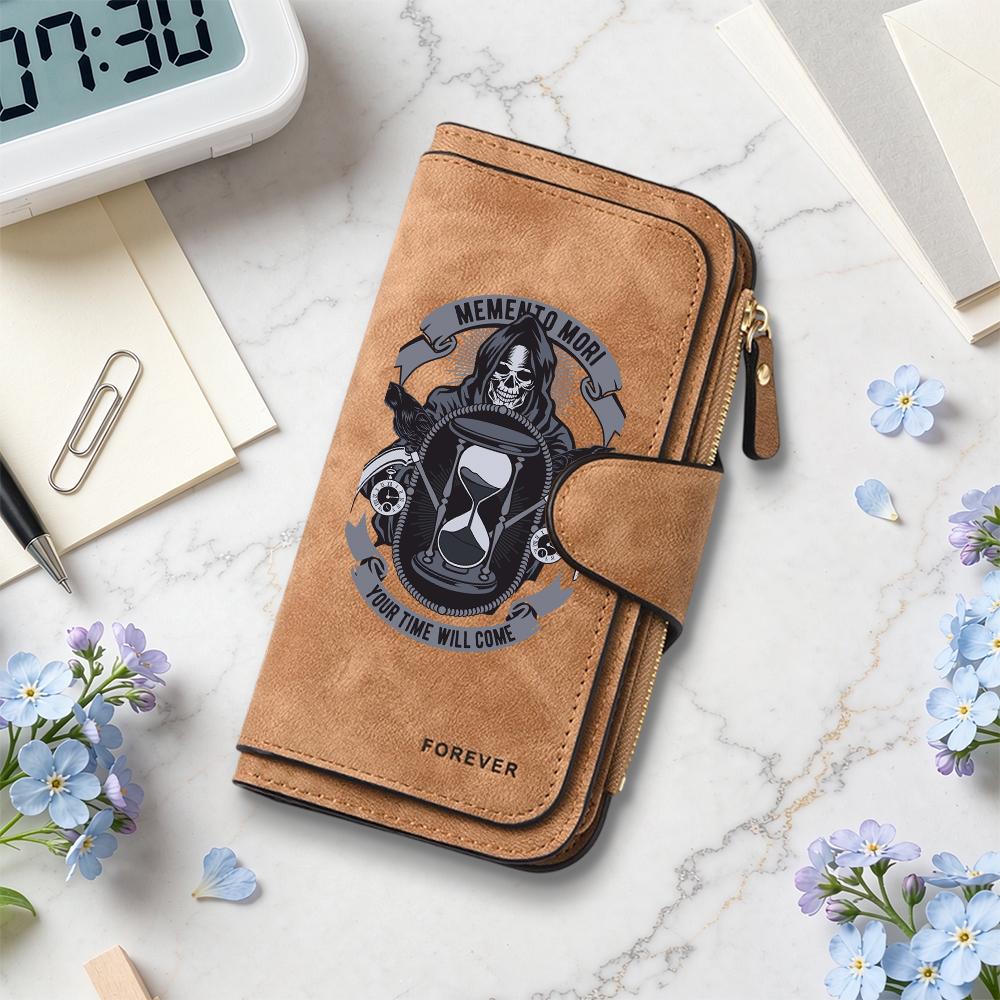 Gothic Skull Pattern Long Wallet Portable Multi Card Slot Fashion Daily PU Purse