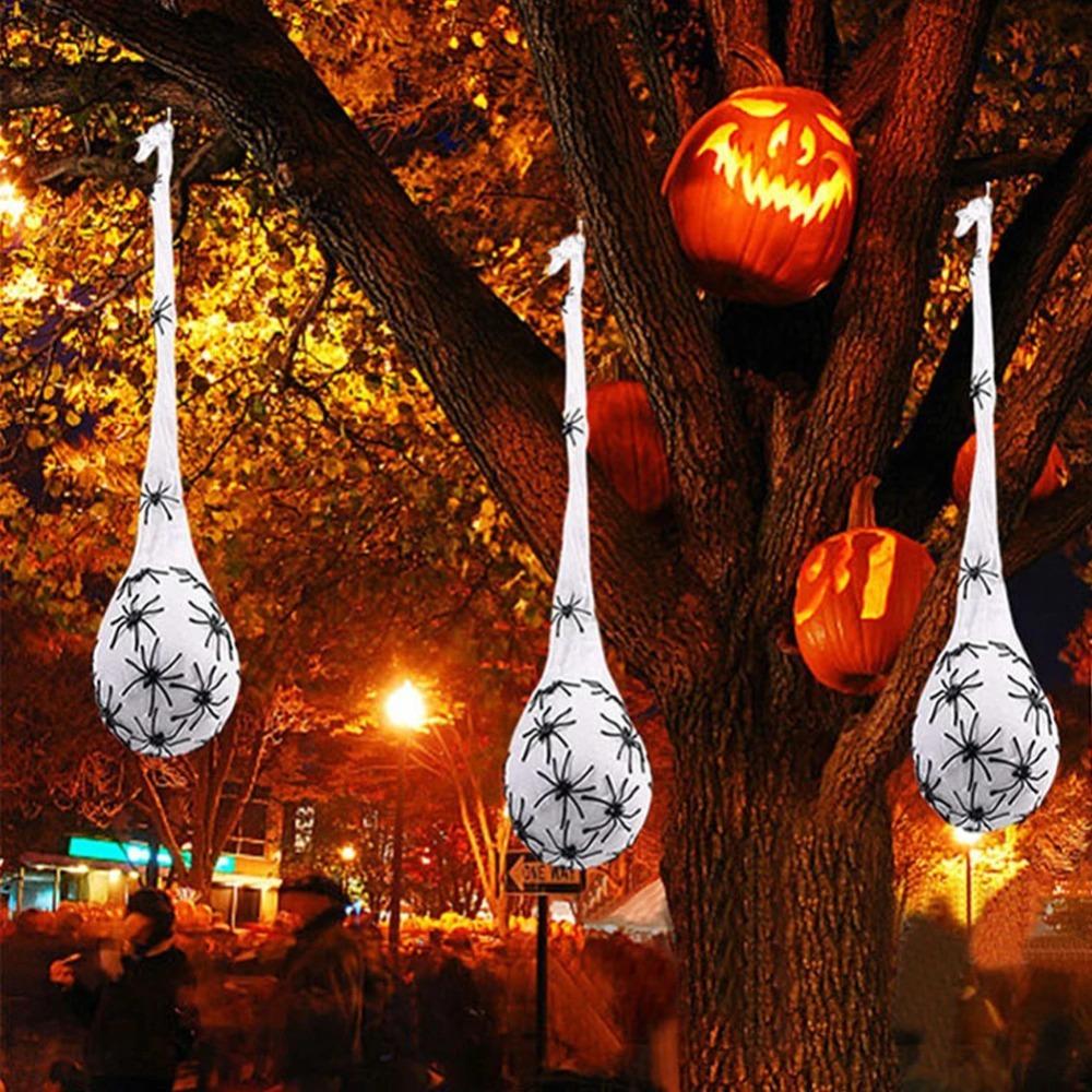 3pcs Scary Spider Web Eggs Hanging Decoration Glowing Spider Egg Sacs Holiday Party Decor