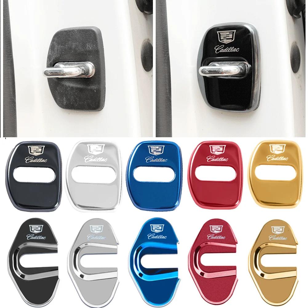 ANE1 4pcs/set Alloy Car Door Lock Case Cover Anti-rust Protection Stickers Emblem For Cadillac CTS CT4 CT5 CT6 XT4 XT5 XT6