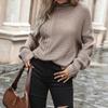 Autumn and Winter Women's Sweater Fashion Solid Color Long Sleeve Twist Loose Turtleneck Sweater