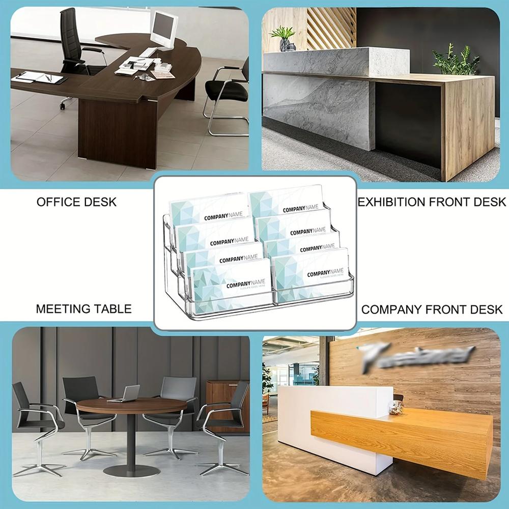 Акриловый держатель для визиток на 8 слотов для стола Прозрачная подставка Настольный пластиковый дисплей для визиток для выставки, дома и офиса