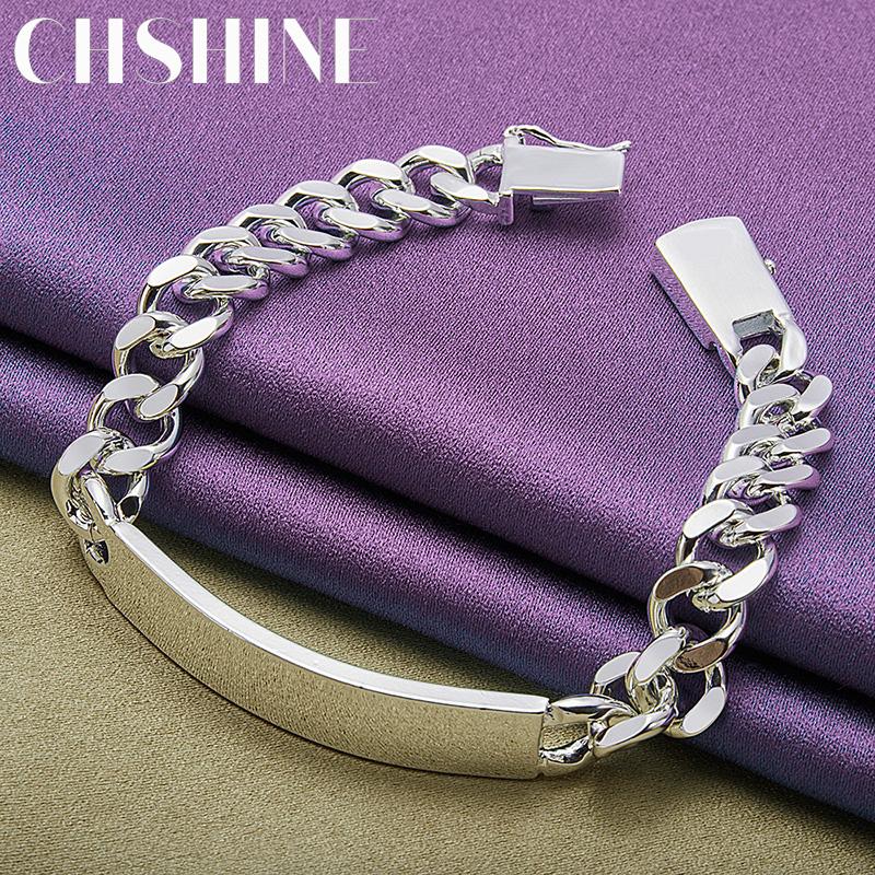 CHSHINE 925 стерлингового серебра гладкий бренд 10 мм мужской боковой браслет-цепочка модный шарм для женщин ювелирные изделия
