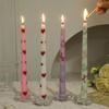 Свечи с принтом Длинные конические свечи Свеча с принтом сердца Неароматические свечи Ручная работа Конические свечи для домашнего декора