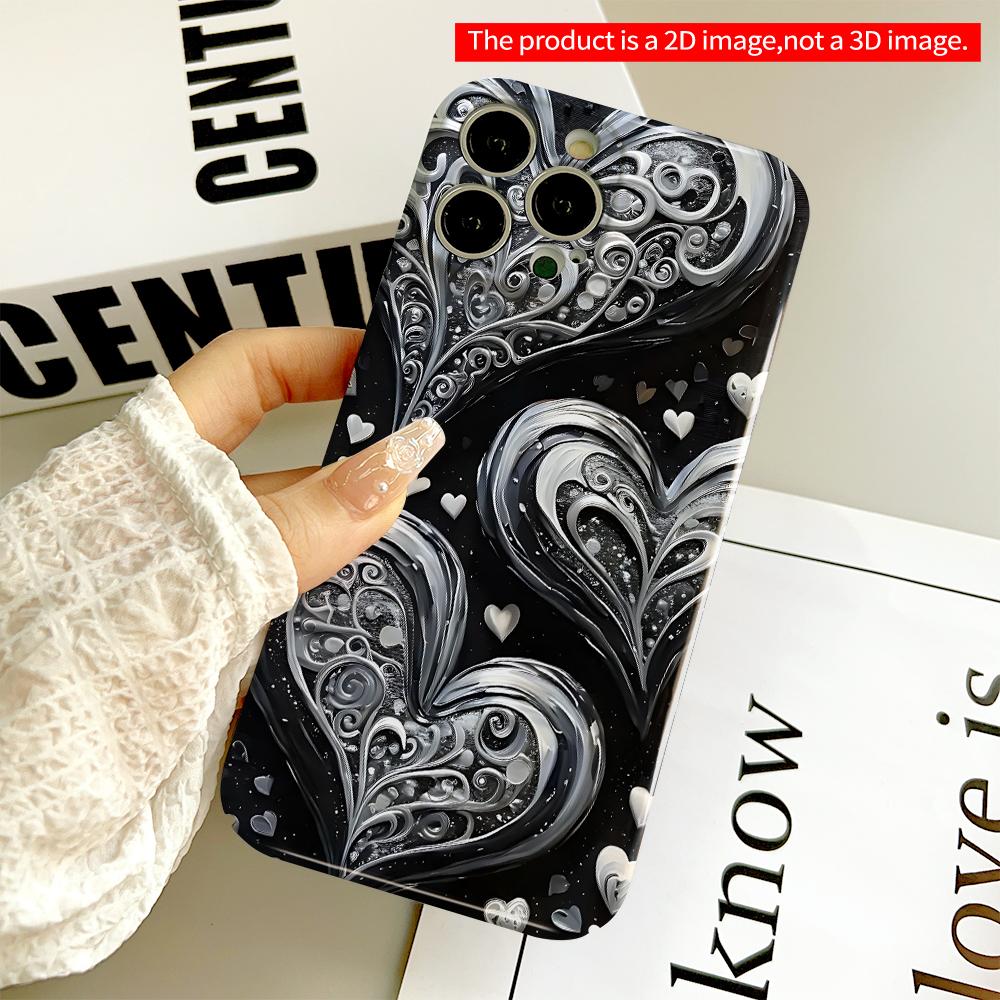 Elegant Silver Hearts Abstract Design Phone Case All inclusive film hard phone case, compatible with iPhone 18 Pro Max 17 16 15 14 13 12 11