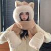 Новый утолщенный набор: шапка, шарф, перчатки. Шапка с ушками лисы, защита ушей. Ветрозащитная, сохраняющая тепло, цельная шапка-шарф. Осень-Зима