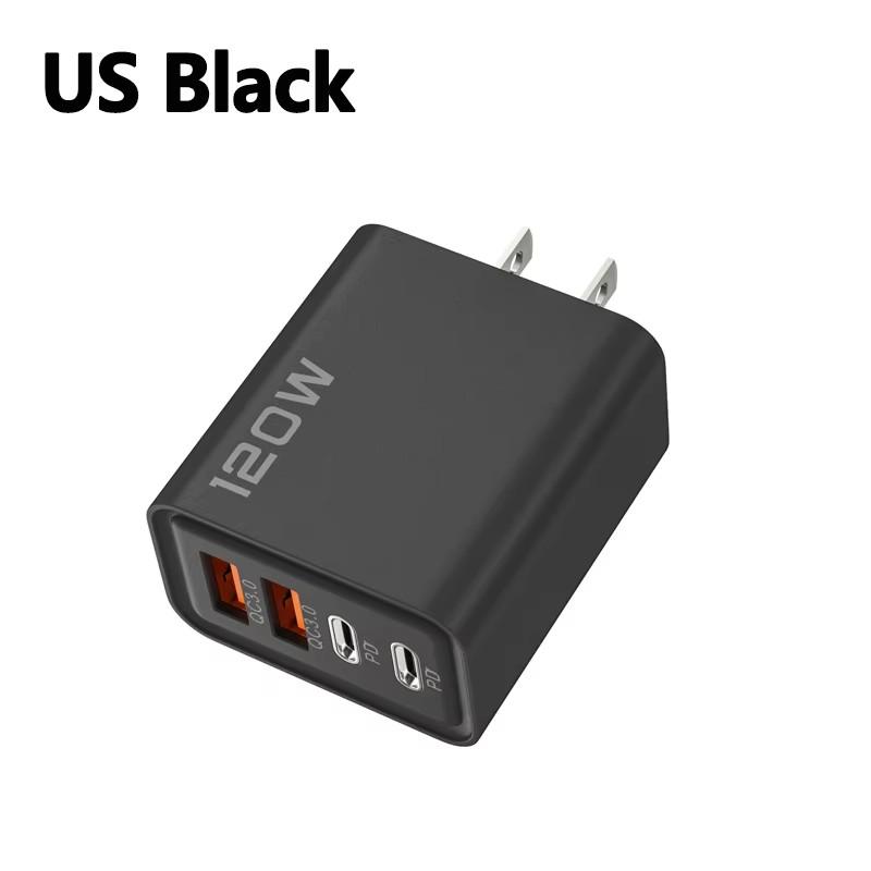Зарядное устройство 120 Вт USB C PD Быстрая зарядка 4 порта Charge 3.0 Type C USB Зарядные устройства для телефона Адаптер быстрой зарядки Для iPhone Samsung Xiaomi Huawei