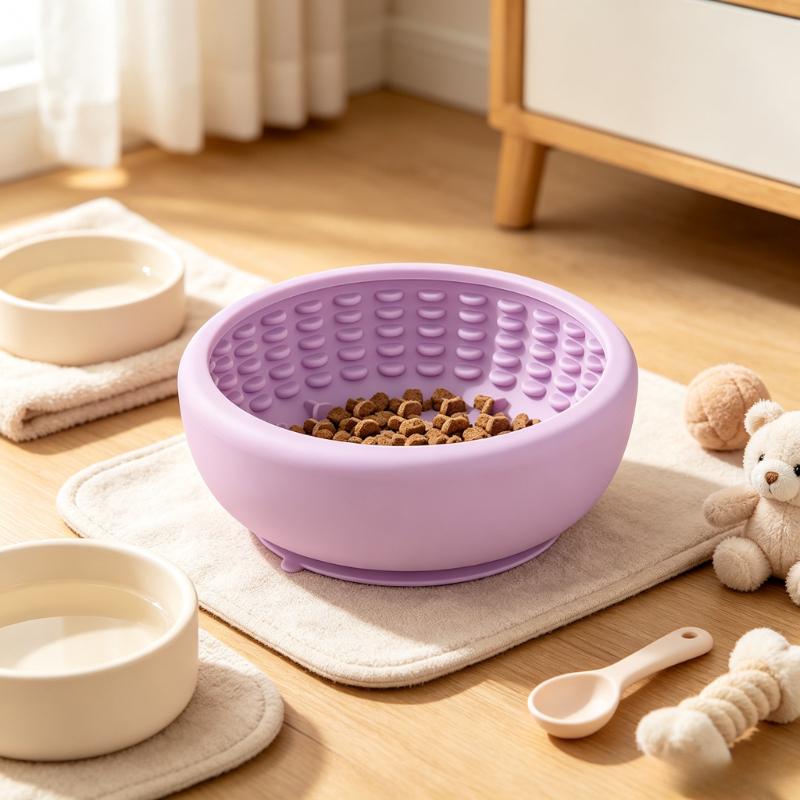 Silicone Non Slip Slow Feeder Bowl for Dogs Cats Large Capacity with Suction Cup Anti Choke Lick Mat Pet Feeding Dish
