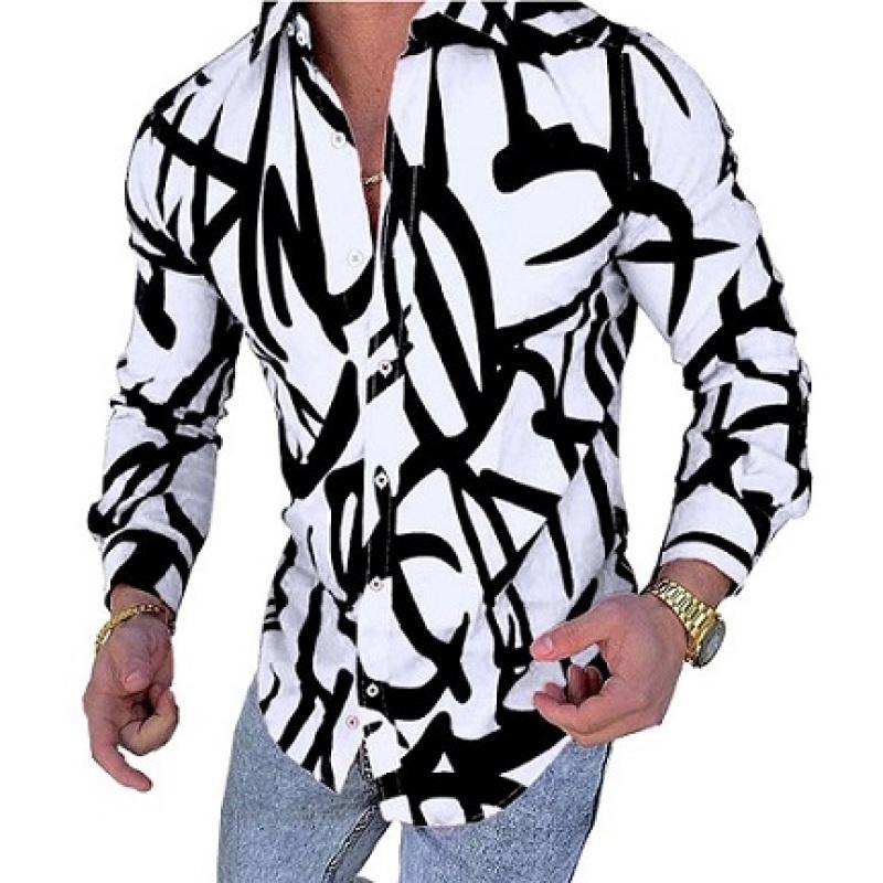 Casual Striped Print Color Trend Color Contrast Design Men's Long Sleeve Shirt