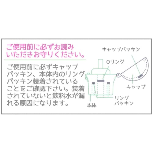 Skater PET Bottle Cap with Straw, One-Push Open, Case Included, 500ml/350ml, Dull Pink, One-Touch Attachment, PSHC5S-A