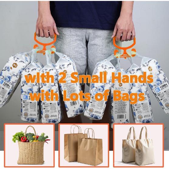 Grocery Bag Carrier with Plastic Storage Box, 2 Pack Grocery Bag Holder for Plastic Bags, Holds 100lbs, Heavy Duty Carry Handle, Comfortable Grip to