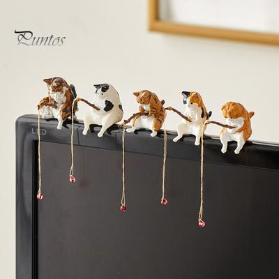 Прочная новинка, очаровательная скульптура из смолы, милый кот, рыбалка, скульптура из смолы, офисный декор