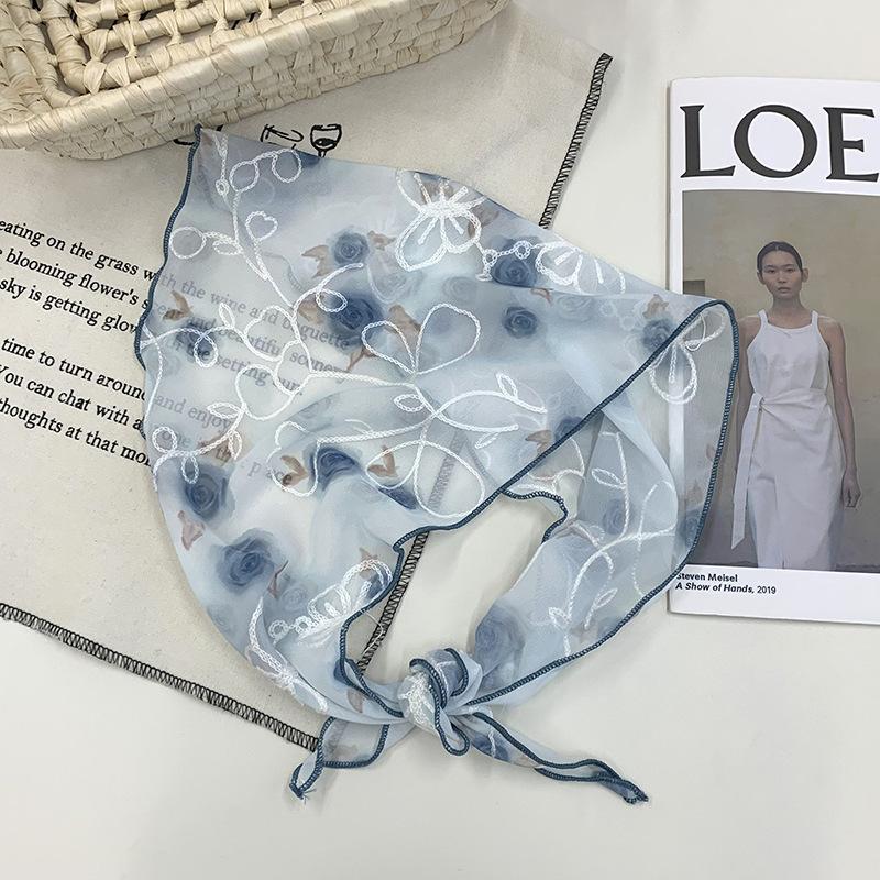 Headscarf Xia Women's Pastoral New Versatile Silk Scarf High-end Sense Multi-use Antique Headband Hair Accessories Headgear Triangle Scarf Waist Tie