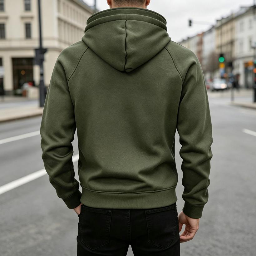 Men's Quarter Zip Hoodie, Half Zip Pullover Sweatshirt with Chest Pockets & Patch Logo, Casual Streetwear for Men