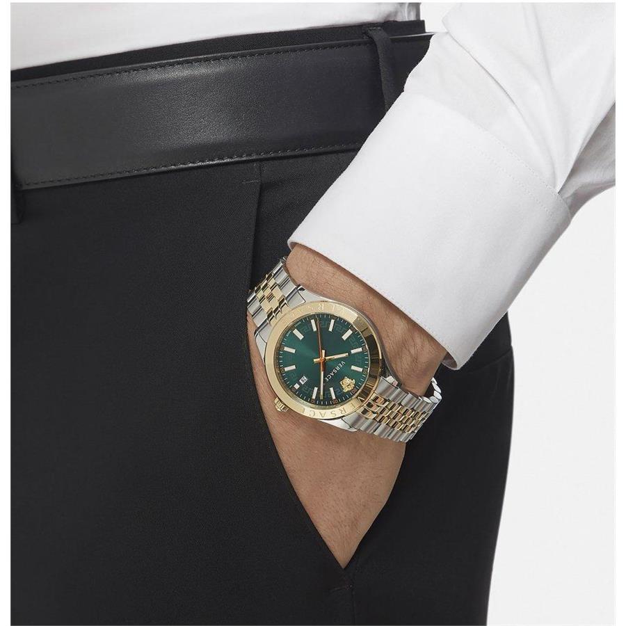 Versace Hellenyium Men's Watch VEVK00620 Green Dial Stainless Steel Gold Silver