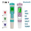 Blue-tooth Digital 7 In 1 pH Meter PH/TDS/EC/ORP/Salinity /SG/TEMP Meter Water Quality Monitor Tester Drinking Water Aquariums