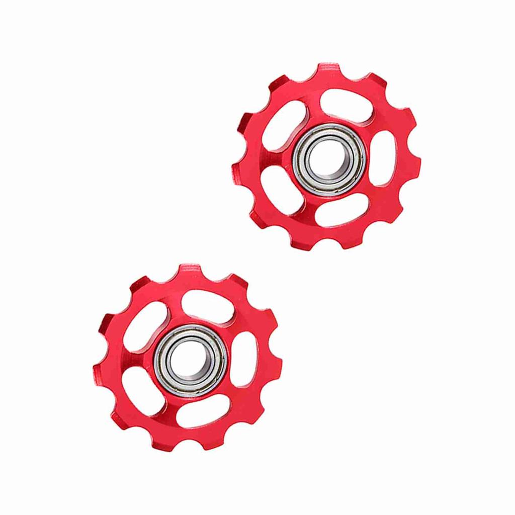 2 шт. алюминиевый 11T ролик заднего переключателя передач для велосипеда(красный)
