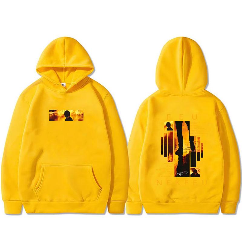 Французский рэпер Nekfeu Feu Графическая толстовка с капюшоном Мужская Женская Мода Поп-музыка Пуловер Мужской Винтажный Флисовая толстовка с капюшоном