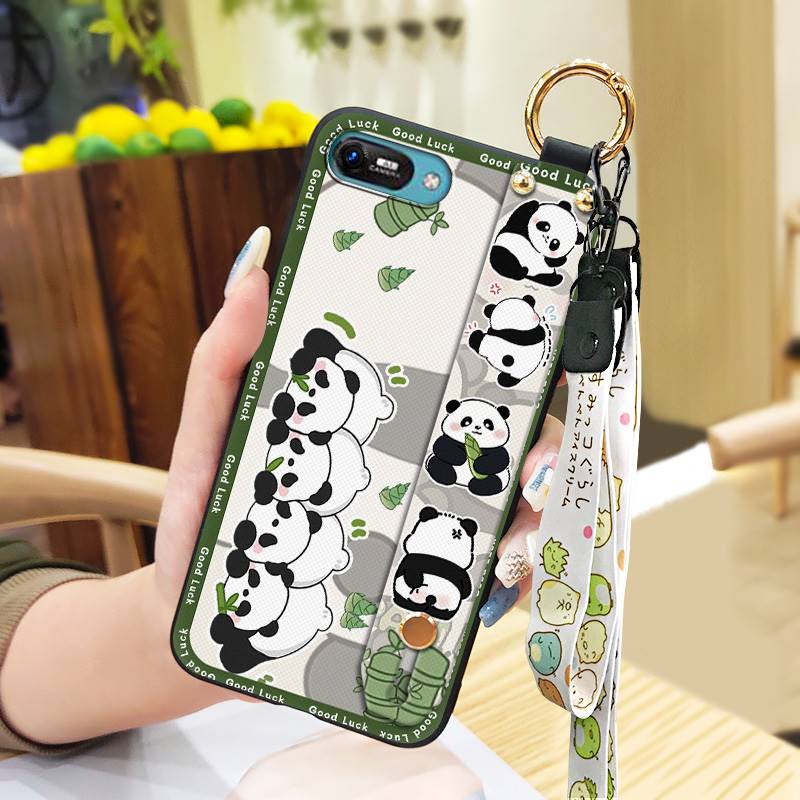 Panda Anti-knock Phone Case For Itel A25/A35/A25 Pro Waterproof Shockproof Back Cover Wristband Wrist Strap Soft case