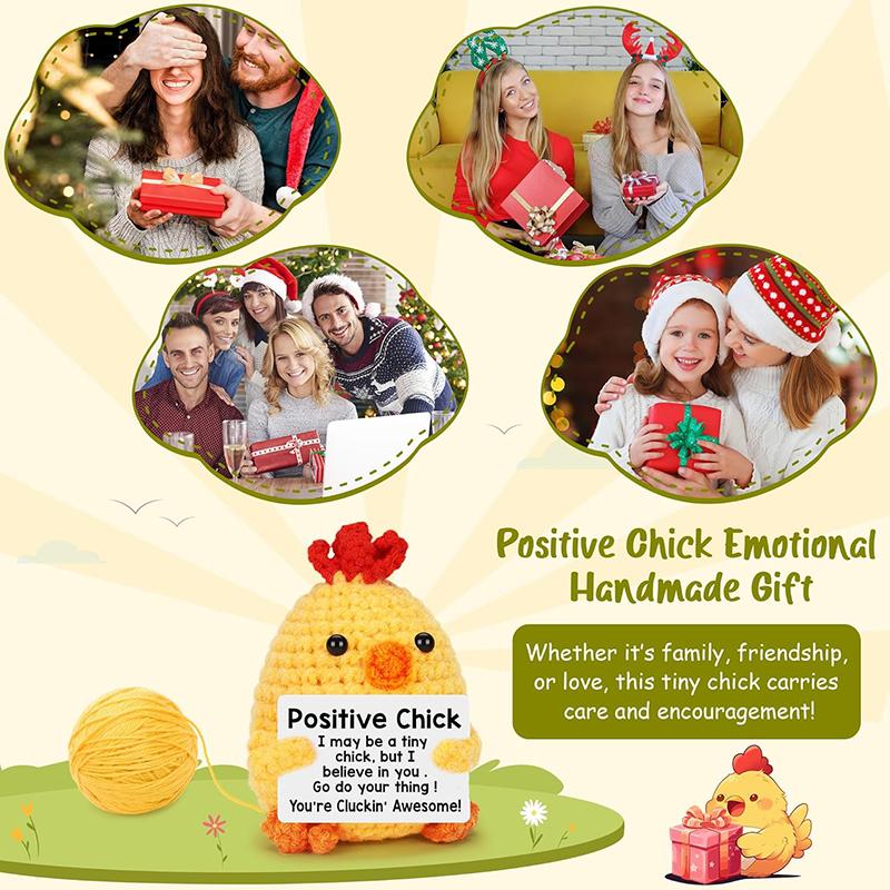 Gifts for Women Thank You Acrylic Plaque and Mini Funny Positive Chick Crochet Handmade Cute Gifts